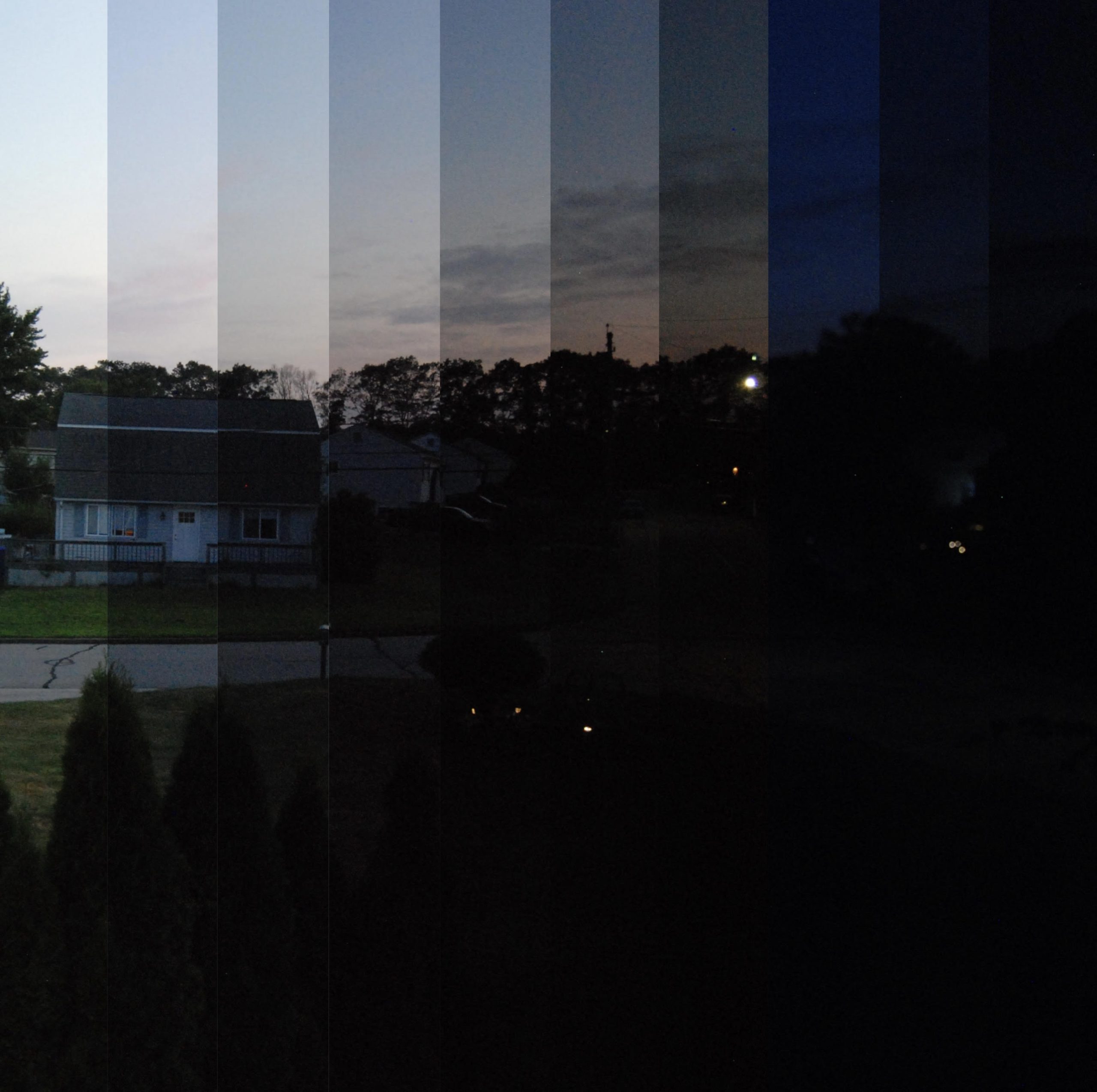 Photo of my street every 30 minutes from 5pm- 9pm